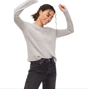 JENNI KAYNE Heather Grey Crew Neck Long Sleeve Cashmere Wool Sweater size Small